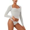 imageREORIA Womens Long Sleeve Inverted Trapezoid Neck Top Sexy Elegant Tops 2025 FallWinter Designer CollectionGrey
