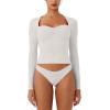 imageREORIA Womens Long Sleeve Inverted Trapezoid Neck Top Sexy Elegant Tops 2025 FallWinter Designer CollectionOffwhite