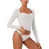 imageREORIA Womens Long Sleeve Inverted Trapezoid Neck Top Sexy Elegant Tops 2025 FallWinter Designer CollectionOffwhite