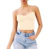 imageREORIA Crisscross Back Strap VNeck Women Crop Tank Top Sexy Sleeveless Tops 2025 SpringSummer Designer CollectionButtercream