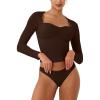 imageREORIA Womens Long Sleeve Inverted Trapezoid Neck Top Sexy Elegant Tops 2025 FallWinter Designer CollectionCocoa