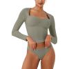 imageREORIA Womens Long Sleeve Inverted Trapezoid Neck Top Sexy Elegant Tops 2025 FallWinter Designer CollectionGrayish Green