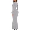 imageREORIA Womens Basic Sexy Square Neck Long Sleeve Soft Lounge Long Dress Fall Casual Ribbed Bodycon Maxi DressesLight Grey