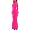 imageREORIA Womens Basic Sexy Square Neck Long Sleeve Soft Lounge Long Dress Fall Casual Ribbed Bodycon Maxi DressesRose Red