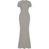 imageREORIA Womens Basic Summer Casual Lounge Long Dress Elegant Short Sleeve Crew Neck Bodycon Maxi DressesAntique Pewter