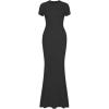 imageREORIA Womens Basic Summer Casual Lounge Long Dress Elegant Short Sleeve Crew Neck Bodycon Maxi DressesBlack