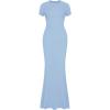 imageREORIA Womens Basic Summer Casual Lounge Long Dress Elegant Short Sleeve Crew Neck Bodycon Maxi DressesBlue