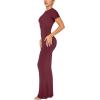 imageREORIA Womens Basic Summer Casual Lounge Long Dress Elegant Short Sleeve Crew Neck Bodycon Maxi DressesBurgundy