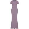 imageREORIA Womens Basic Summer Casual Lounge Long Dress Elegant Short Sleeve Crew Neck Bodycon Maxi DressesHazy Lilac