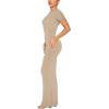 imageREORIA Womens Basic Summer Casual Lounge Long Dress Elegant Short Sleeve Crew Neck Bodycon Maxi DressesKhaki