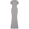 imageREORIA Womens Basic Summer Casual Lounge Long Dress Elegant Short Sleeve Crew Neck Bodycon Maxi DressesLight Grey