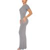imageREORIA Womens Basic Summer Casual Lounge Long Dress Elegant Short Sleeve Crew Neck Bodycon Maxi DressesLight Grey