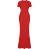 imageREORIA Womens Basic Summer Casual Lounge Long Dress Elegant Short Sleeve Crew Neck Bodycon Maxi DressesRed