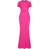 imageREORIA Womens Basic Summer Casual Lounge Long Dress Elegant Short Sleeve Crew Neck Bodycon Maxi DressesRose Red