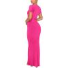 imageREORIA Womens Basic Summer Casual Lounge Long Dress Elegant Short Sleeve Crew Neck Bodycon Maxi DressesRose Red