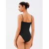 imageREORIA Womens Lace Trim VNeck Bodysuit Spaghetti Straps Sexy Outfit 2025 SpringSummer Designer CollectionBlack Onyx