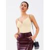 imageREORIA Womens Lace Trim VNeck Bodysuit Spaghetti Straps Sexy Outfit 2025 SpringSummer Designer CollectionButtercream