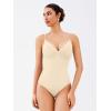 imageREORIA Womens Lace Trim VNeck Bodysuit Spaghetti Straps Sexy Outfit 2025 SpringSummer Designer CollectionButtercream