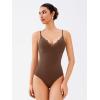 imageREORIA Womens Lace Trim VNeck Bodysuit Spaghetti Straps Sexy Outfit 2025 SpringSummer Designer CollectionChocolate Lab