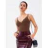 imageREORIA Womens Lace Trim VNeck Bodysuit Spaghetti Straps Sexy Outfit 2025 SpringSummer Designer CollectionChocolate Lab