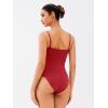 imageREORIA Womens Lace Trim VNeck Bodysuit Spaghetti Straps Sexy Outfit 2025 SpringSummer Designer CollectionRibbon Red