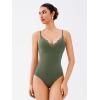 imageREORIA Womens Lace Trim VNeck Bodysuit Spaghetti Straps Sexy Outfit 2025 SpringSummer Designer CollectionThyme
