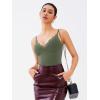 imageREORIA Womens Lace Trim VNeck Bodysuit Spaghetti Straps Sexy Outfit 2025 SpringSummer Designer CollectionThyme