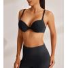 imageREORIA Womens Trendy Plunge Nipple Padded Comfortable Smoothing Supportive Underwire Push Up BrasBlack