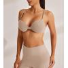 imageREORIA Womens Trendy Plunge Nipple Padded Comfortable Smoothing Supportive Underwire Push Up BrasClay