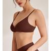 imageREORIA Womens Triangle V Neck Crossover Wireless No Padded Bralette Ultra Comfortable Soft Smoothing No Underwire BrasCocoa