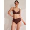 imageREORIA Womens Triangle V Neck Crossover Wireless No Padded Bralette Ultra Comfortable Soft Smoothing No Underwire BrasCocoa