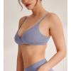 imageREORIA Womens Triangle V Neck Crossover Wireless No Padded Bralette Ultra Comfortable Soft Smoothing No Underwire BrasLight Haze Blue