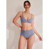 imageREORIA Womens Triangle V Neck Crossover Wireless No Padded Bralette Ultra Comfortable Soft Smoothing No Underwire BrasLight Haze Blue