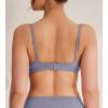 imageREORIA Womens Triangle V Neck Crossover Wireless No Padded Bralette Ultra Comfortable Soft Smoothing No Underwire BrasLight Haze Blue