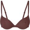imageREORIA Womens Trendy Plunge Nipple Padded Comfortable Smoothing Supportive Underwire Push Up BrasCocoa