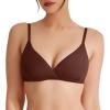 imageREORIA Womens Triangle V Neck Crossover Wireless No Padded Bralette Ultra Comfortable Soft Smoothing No Underwire BrasCocoa
