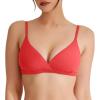 imageREORIA Womens Triangle V Neck Crossover Wireless No Padded Bralette Ultra Comfortable Soft Smoothing No Underwire BrasPoppy