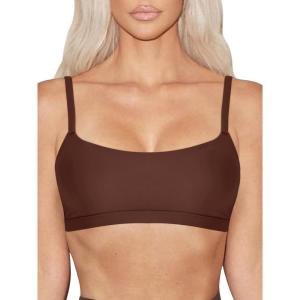 imageREORIA Womens Basic Scoop Neck Wireless No Padding Bralette Ultra Comfortable Soft Smoothing Seamless No Underwire BrasCocoa