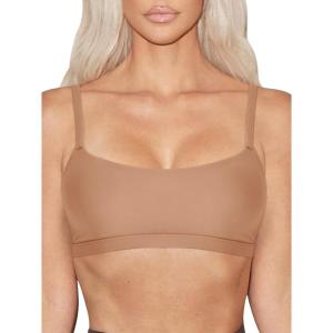 imageREORIA Womens Basic Scoop Neck Wireless No Padding Bralette Ultra Comfortable Soft Smoothing Seamless No Underwire BrasSienna