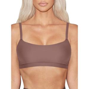 imageREORIA Womens Basic Scoop Neck Wireless No Padding Bralette Ultra Comfortable Soft Smoothing Seamless No Underwire BrasUmber