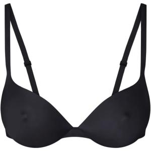 imageREORIA Womens Trendy Plunge Nipple Padded Comfortable Smoothing Supportive Underwire Push Up BrasBlack