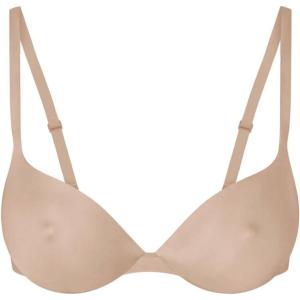 imageREORIA Womens Trendy Plunge Nipple Padded Comfortable Smoothing Supportive Underwire Push Up BrasClay
