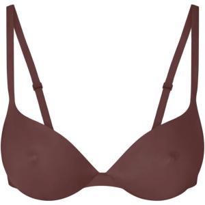 imageREORIA Womens Trendy Plunge Nipple Padded Comfortable Smoothing Supportive Underwire Push Up BrasCocoa