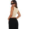 imageREORIA Butsmooth Womens Square Neck Going Out Crop Tops Double Lined Cute Basic Tank Tops 2025 ClothesApricot