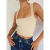 imageREORIA Butsmooth Womens Square Neck Going Out Crop Tops Double Lined Cute Basic Tank Tops 2025 ClothesApricot