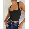 imageREORIA Butsmooth Womens Square Neck Going Out Crop Tops Double Lined Cute Basic Tank Tops 2025 ClothesBlack