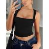 imageREORIA Butsmooth Womens Square Neck Going Out Crop Tops Double Lined Cute Basic Tank Tops 2025 ClothesBlack