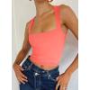imageREORIA Butsmooth Womens Square Neck Going Out Crop Tops Double Lined Cute Basic Tank Tops 2025 ClothesBright Orange