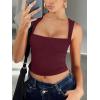 imageREORIA Butsmooth Womens Square Neck Going Out Crop Tops Double Lined Cute Basic Tank Tops 2025 ClothesBurgundy