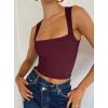 imageREORIA Butsmooth Womens Square Neck Going Out Crop Tops Double Lined Cute Basic Tank Tops 2025 ClothesBurgundy